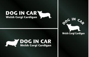 画像1: ドッグステッカー『DOG IN CAR』ウェルシュコーギーカーディガン 3枚組