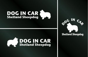 画像1: ドッグステッカー『DOG IN CAR』シェットランドシープドッグ 3枚組