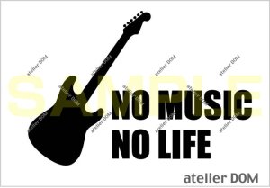 画像1: NO MUSIC NO LIFE ステッカー ストラトキャスタータイプ (Sサイズ)