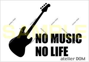 画像1: NO MUSIC NO LIFE ステッカー ジャズベースタイプ (Lサイズ)