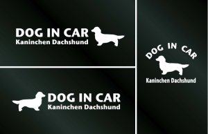 画像1: ドッグステッカー『DOG IN CAR』カニンヘンダックスフンド ロングヘアード 3枚組