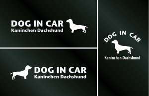 画像1: ドッグステッカー『DOG IN CAR』カニンヘンダックスフンド スムースヘアード 3枚組