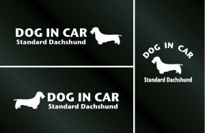 画像1: ドッグステッカー『DOG IN CAR』スタンダードダックスフンド ワイヤーヘアード 3枚組