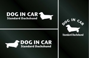 画像1: ドッグステッカー『DOG IN CAR』スタンダードダックスフンド ロングヘアード 3枚組
