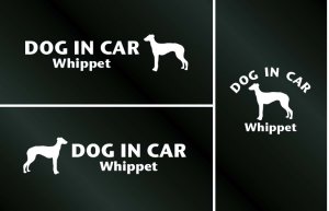 画像1: ドッグステッカー『DOG IN CAR』ウィペット 3枚組