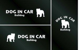 画像1: ドッグステッカー『DOG IN CAR』ブルドッグ 3枚組