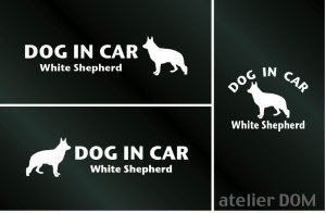 画像1: ドッグステッカー『DOG IN CAR』ホワイトシェパード 3枚組