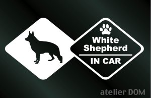 画像1: ドッグステッカー ホワイトシェパード  IN CAR