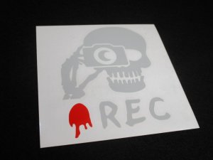 画像2: ドクロのドライブレコーダーステッカー ●REC 横約9cm 縦約12cm [ステッカー文字色：ライトグレー]