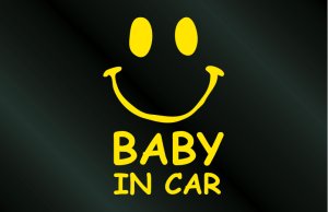 画像1: 手描き風 BABY IN CAR ニコちゃんステッカー Aタイプ