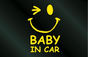 画像1: 手描き風 BABY IN CAR ニコちゃんステッカー Bタイプ