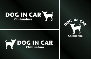 画像1: ドッグステッカー『DOG IN CAR』スムースコートチワワ 3枚組