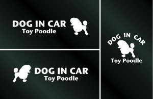 画像1: ドッグステッカー『DOG IN CAR』トイプードル Aタイプ 3枚組