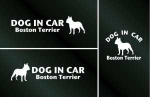 画像1: ドッグステッカー『DOG IN CAR』ボストンテリア 3枚組