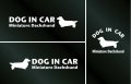 ドッグステッカー『DOG IN CAR』ミニチュアダックスフンド ロングヘアード 3枚組