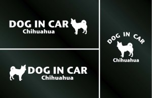 画像1: ドッグステッカー『DOG IN CAR』ロングコートチワワ 3枚組