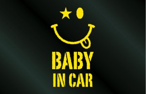 画像1:  BABY IN CAR ニコちゃんステッカー Dタイプ