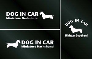 画像1: ドッグステッカー『DOG IN CAR』ミニチュアダックスフンド ワイヤーヘアード 3枚組