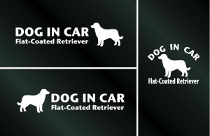 画像1: ドッグステッカー『DOG IN CAR』フラットコーテッドレトリーバー 3枚組