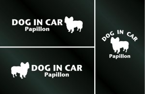 画像1: ドッグステッカー『DOG IN CAR』パピヨン 3枚組