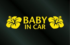 画像1: ハワイアン BABY IN CAR ハイビスカス ステッカー