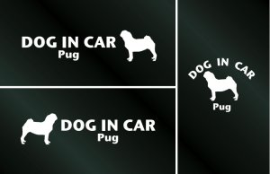 画像1: ドッグステッカー『DOG IN CAR』パグ 3枚組