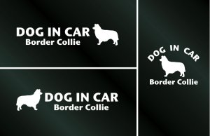 画像1: ドッグステッカー『DOG IN CAR』ボーダーコリー 3枚組