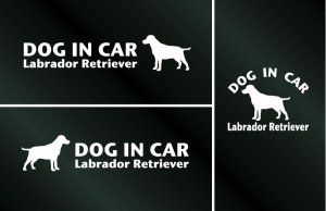 画像1: ドッグステッカー『DOG IN CAR』ラブラドールレトリーバー 3枚組