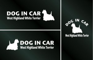 画像1: ドッグステッカー『DOG IN CAR』ウエストハイランドホワイトテリア 3枚組