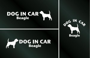 画像1: ドッグステッカー『DOG IN CAR』ビーグル 3枚組