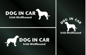画像1: ドッグステッカー『DOG IN CAR』アイリッシュウルフハウンド 3枚組