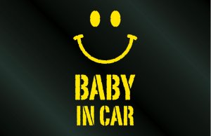 画像1:  BABY IN CAR ニコちゃんステッカー Aタイプ