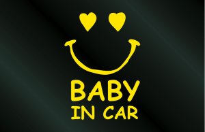 画像1: 手描き風 BABY IN CAR ニコちゃんステッカー Cタイプ