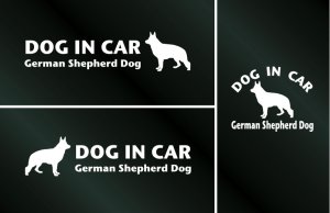 画像1: ドッグステッカー『DOG IN CAR』ジャーマンシェパードドッグ 3枚組