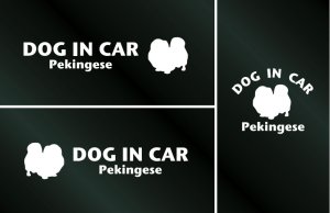 画像1: ドッグステッカー『DOG IN CAR』ペキニーズ 3枚組