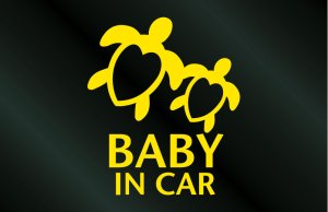 画像1: ハワイアン BABY IN CAR ホヌ ハートステッカー