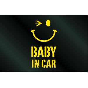 画像:  BABY IN CAR ニコちゃんステッカー Bタイプ