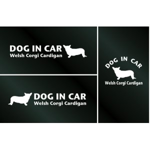 画像: ドッグステッカー『DOG IN CAR』ウェルシュコーギーカーディガン 3枚組