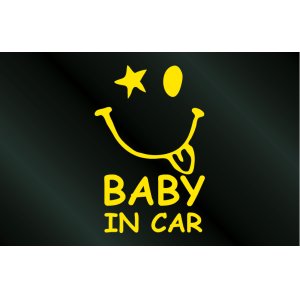 画像: 手描き風 BABY IN CAR ニコちゃんステッカー Dタイプ