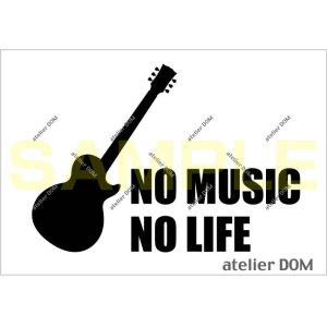 画像: NO MUSIC NO LIFE ステッカー レスポールタイプ (Sサイズ)