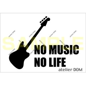 画像: NO MUSIC NO LIFE ステッカー ジャガーベースタイプ (Lサイズ)