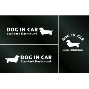 画像: ドッグステッカー『DOG IN CAR』スタンダードダックスフンド ロングヘアード 3枚組