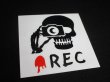 画像2: ドクロのドライブレコーダーステッカー ●REC 横約9cm 縦約12cm [ステッカー文字色：黒]