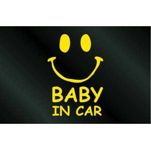 画像: 手描き風 BABY IN CAR ニコちゃんステッカー Aタイプ