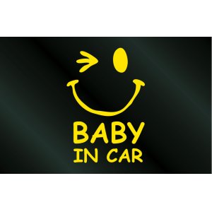 画像: 手描き風 BABY IN CAR ニコちゃんステッカー Bタイプ