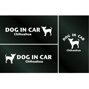 画像: ドッグステッカー『DOG IN CAR』スムースコートチワワ 3枚組