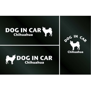 画像: ドッグステッカー『DOG IN CAR』ロングコートチワワ 3枚組