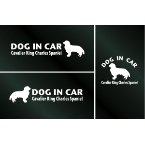 画像: ドッグステッカー『DOG IN CAR』キャバリアキングチャールズスパニエル 3枚組