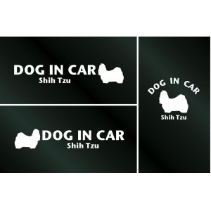 画像: ドッグステッカー『DOG IN CAR』シーズー 3枚組