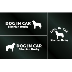 画像: ドッグステッカー『DOG IN CAR』シベリアンハスキー 3枚組